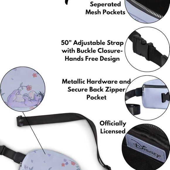 Minnie Mouse Polka Dot Faux Leather Crossbody Fanny Pack for Women - Water Resis - Picture 4 of 9